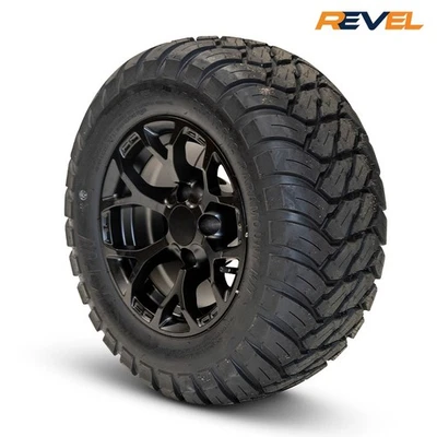 14" Satin Black Force Wheels on 23x10R14 Paramount MT Tires, Set of 4 Golf Cart Foto 1 de 2