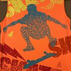 Sleeveless Tank Top Boys Size XL 14-16 Neon Orange 80s Style Skater Shirt