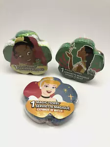 Lot of 3 Disney Princess Pictorial Magic Towels Cinderella Pochantas Tiana - Picture 1 of 4