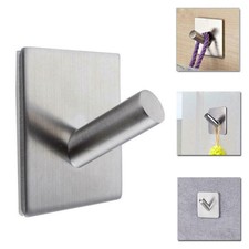 1PC 304 Stainless Self Adhesive Hook Key Rack Kitchen Wall Hanger Towel Mou M9A7