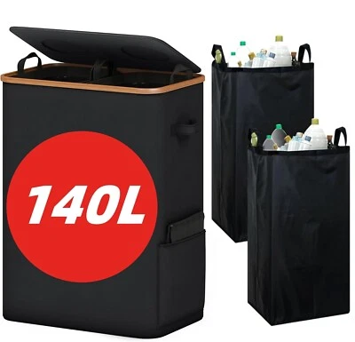 140L Pfandflaschen Aufbewahrung 2 Tragetasche Recycling Sammelbehälter 2 Fächer - Bild 1 von 4