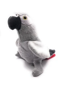 Peluche Animal En Tissu Perroquet Gris Assis Oiseau 19 Cm - Picture 1 of 3