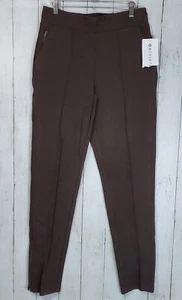 New ATHLETA Venice Heathered Pintuck Pants Size ST Dark Brown Zipper Cuffs - Picture 1 of 19