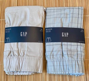 GAP 2 Paia Boxer Uomo Elastico Vita 100% Cotone Grigio Nebbia Plaid Extra Large 38-40 - Foto 1 di 2