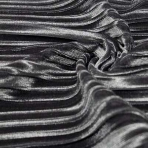 Gray Pleated Stretch Velvet dance wear home decor fabric by the yard 60" Wide - Picture 1 of 2