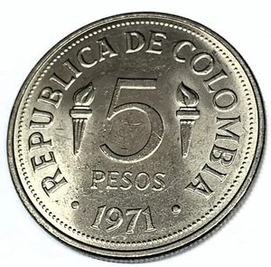 # C2749 COLUMBIA COIN, FIVE PESOS 1971 Unc. - Picture 1 of 2