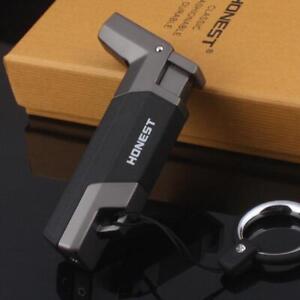 Boutique Windproof Stainless Steel Butane Jet Cigar Turbo Torch Lighter Key Ring