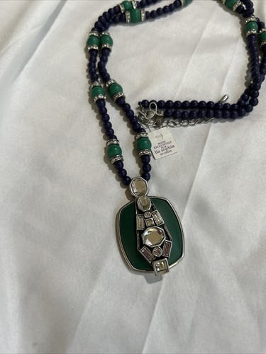 VETEMENTS Collana con ciondolo perline Lia Sophia strass verdi blu nuovo regalo