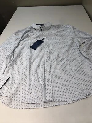 男式仓库纽扣白色带蓝色设计图案尺寸 XL — 第 1/3 张图片