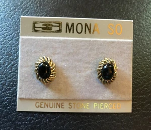 Neu MONA SO echte Stein Ohrringe durchbohrt (1/2" x 3/8") - Bild 1 von 4