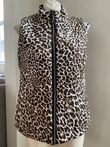 Ruby Rd Women’s SMALL Brown Black Cheetah Quilted Vest Mint Condition - Picture 1 of 3