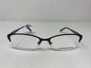Rampage R174 BRN 51-17-135 Brown/Blue Metal Half Rim Eyeglasses Frame B928 - Picture 1 of 8