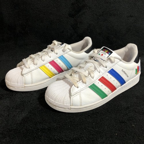 Scarpe da ginnastica Adidas Superstar J bambina taglia 3 sneakers sportive righe colorate