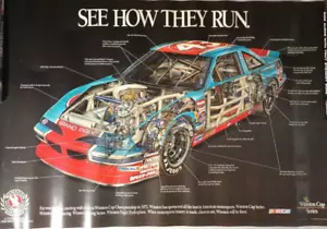 Cartel Richard Petty See How They Run Car Blueprint Copa Winston 1991 - Imagen 1 de 4