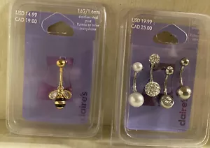 Claire’s 14G/1.6mm 316 Stainless Steel Post Belly Ring 5 rings Belly Button Ring - Picture 1 of 8