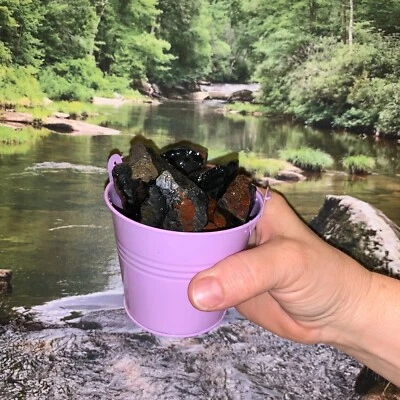 Bucket Full of Black Onyx Rough + FREE faceted gemstone - Pick Bucket Color - Image 1 of 3