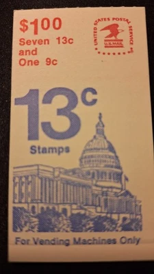 Scott #1623+1-1590, M/F/NH, Flag over Capital, Booklet of 7, 13cent+1-9 cent  - Image 1 of 3