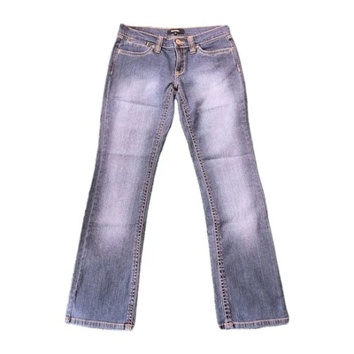 Pantalones de mezclilla de colección Y2K Daisy Fuentes con ribete dorado bolsillos con solapa corte bota talla 6 usados en excelente estado A29 Foto 1 de 4