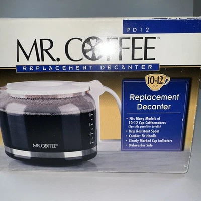 Mr Coffee  Replacement Carafe PD12 Pot 10-12 Cups Glass White Decanter 2000 NEW! - Image 1 of 4