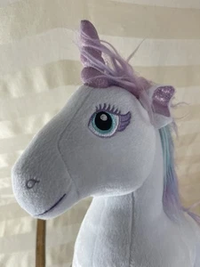 Build a Bear White & Purple Sparkle Unicorn Purple Fur Feet Bean BABW - Picture 1 of 4