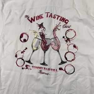 Tommy Bahama Shirt Mens M White Wine Tasting Shirt Embroidered Silk - Picture 1 of 7