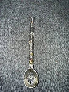 Vintage Mary Demarco Pewter Spoon with Rhinestone Olives - Picture 1 of 2