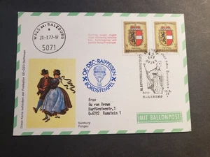 BALLOON POST 1977 Postal History Cover DANCING Cachet SALZBURG, AUSTRIA - Picture 1 of 2