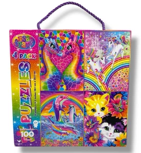 Lisa Frank Puzzles 4 Pack 100 pc Each 15"x11.2" Unicorns Dolphin Kittens New - Picture 1 of 10