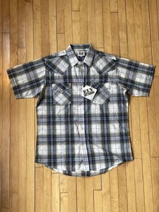 Ely Cattleman Shirt Mens Large Plaid Pearl Snap Short Sleeve Western New W/tags - Picture 1 of 15