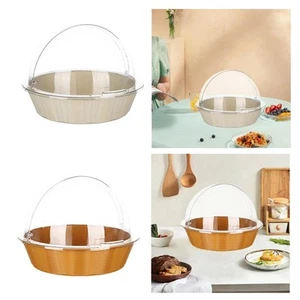 Woven Bread Basket with Clear Cover Tabletop Food Serving Basket for Party - Picture 1 of 16
