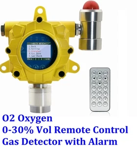 O2 Oxygen Fixed Gas Detector with Remote Control Alarm Monitor 0-30% Vol - Picture 1 of 12