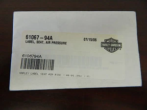 OEM Harley Davidson Seat Air Pressure Decal // 61067-94 - Picture 1 of 2