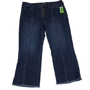 Style & Co. Size 18 Crop Flare Jeans Button Fly Dark Wash Raw Hem - Picture 1 of 9