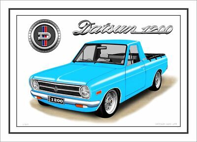 Datsun 1200 Ute  Limited Edition Car Drawing  Print (7  Car Colours )   • 16.50$