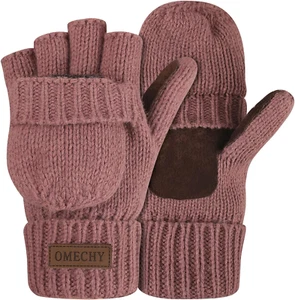 Winter Knitted Fingerless Wool Gloves Thermal Insulation Warm Convertible Mitten - Picture 1 of 12