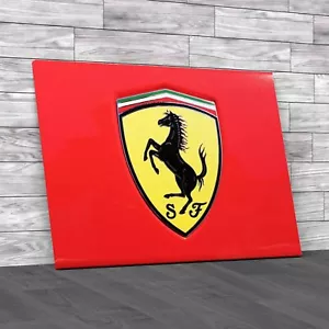 Ferrari Car Logo Classic Emblem On Car Body Canvas Print Large Picture Wall Art - Picture 1 of 12