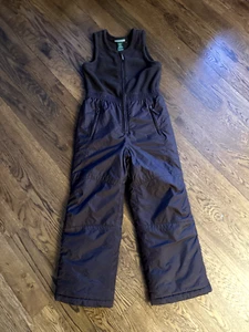 L.L. Bean Insulated Snow Pants Bibs Youth Size 8 Brown Fleece/Nylon - Picture 1 of 4
