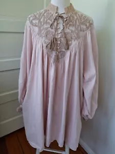 ONETEASPOON long sleeve pink double layer cotton dress embroidered mesh panels L - Picture 1 of 19