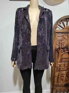Rachel Zoe sequin Navy LUXURY Open Party Cocktail Jacket Blazer NWT #5 - Picture 1 of 11