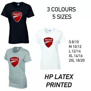 Ducati Damen T-Shirt Baumwolle 3 Farben 5 Größen Lieferbar Bedruckt - Bild 1 von 7