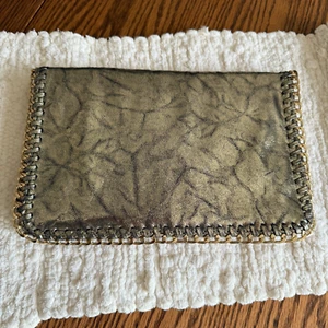 Gold Clutch Evening Bag, Chain Detail trim, Metallic, Fold over, Glam, Regency. - Picture 1 of 8