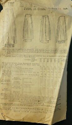 Butterick Pattern 7262 Vintage 1899 Sewing Patten Skirt Waist 24 Age 17? • 25.72$