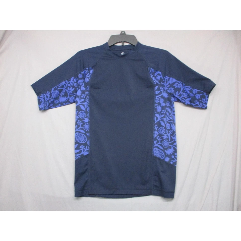 Protector contra erupciones raglán floral azul marino Lands' End unisex manga corta talla pequeña Foto 1 de 4