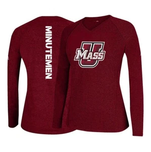 UMass Minutemen NCAA Adidas Women's Burgundy Climalite Long Sleeve T-Shirt - Picture 1 of 3