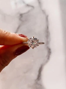 Engagement Solitaire Fine Birthday Ring 14ct Gold Moissanite Diamond - Picture 1 of 5