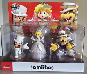 Super Mario Odyssey Amiibo Wedding Triple Pack Bowser Mario Peach NEW Nintendo - Photo 1/2