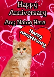 Ginger Kitten Cat A5 Personalised Greeting card Anniversary Card mm8 - Picture 1 of 1