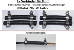 4x VERBINDER 8mm BENZIN DIESEL LEITUNG für Stahl Kunifer Kupfer Leitung Rohr ES - Bild 1 von 3
