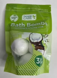 NUOVE bombe da bagno per cura personale 3 bombe al cocco e alla calce con idratazione della pelle - Foto 1 di 8