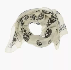 New & Authentic alexander mcqueen silk skull scarf White - Picture 1 of 9